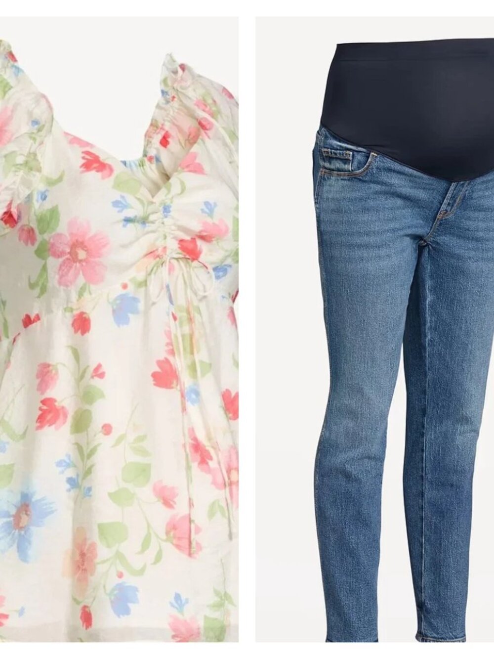 BUNDLE - Old Navy Maternity Size 8 Full Panel Slim Jeans & Med Floral Top 70%off